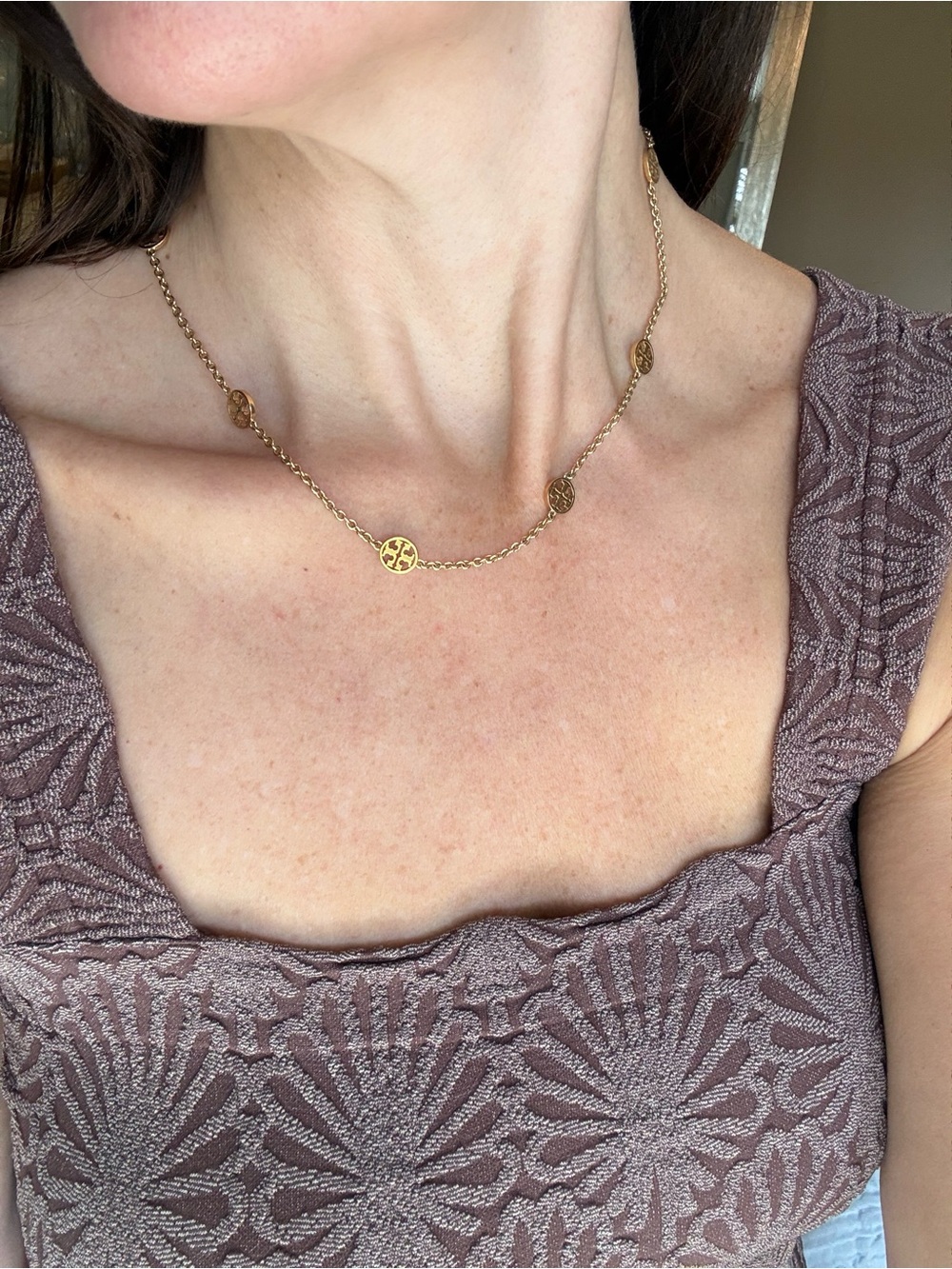 Authentic Tory Burch Gold Logo Necklace